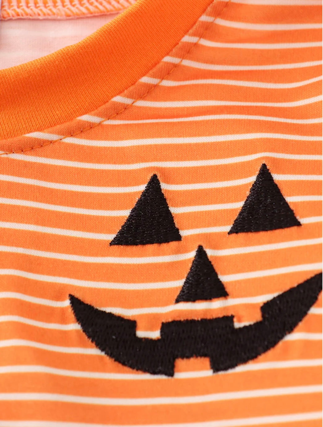 Halloween Embroidered Stripe Top