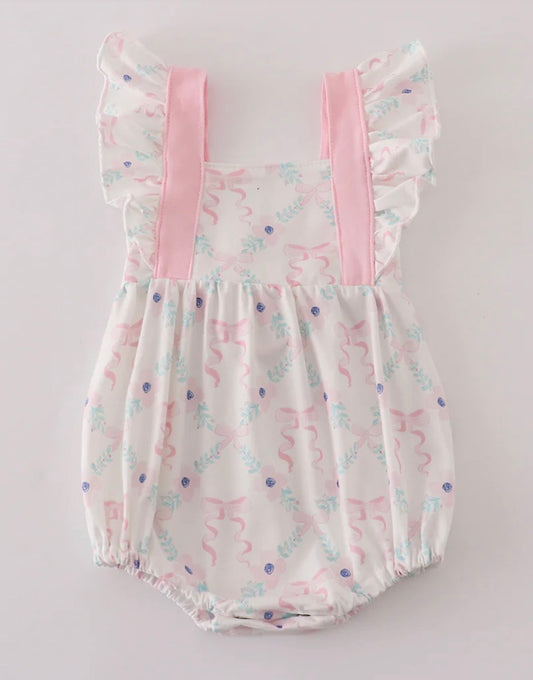 Bow Print Ruffle Bubble