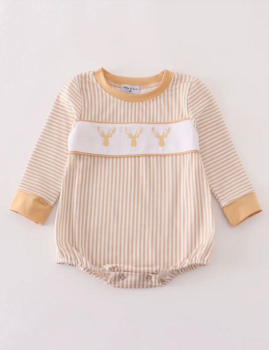 Deer Embroidered Striped Bubble
