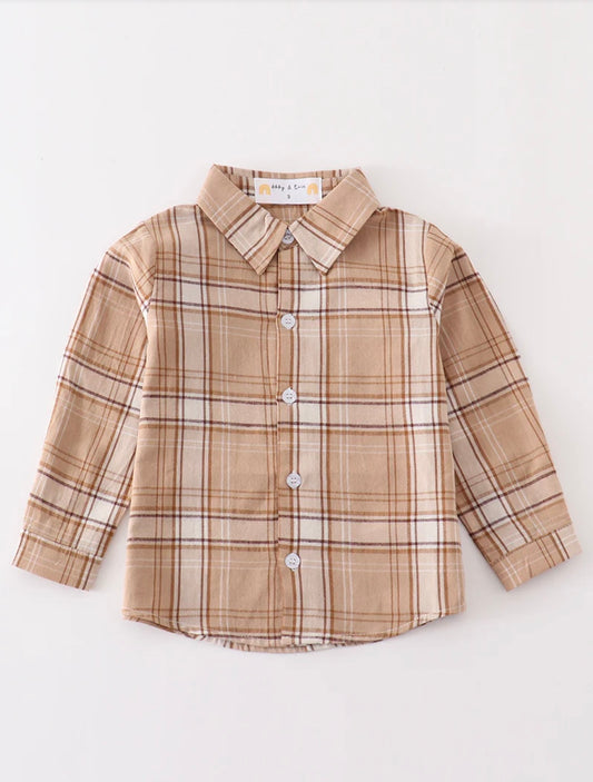 Khaki Plaid Button Down