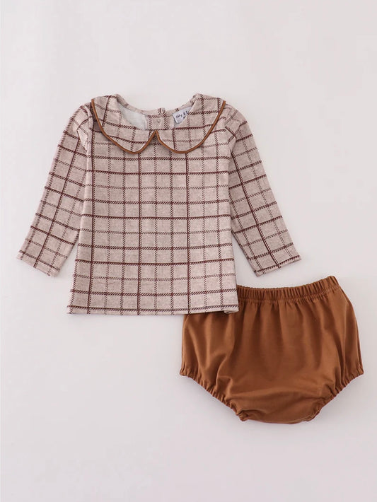 Brown Plaid Bloomer Set