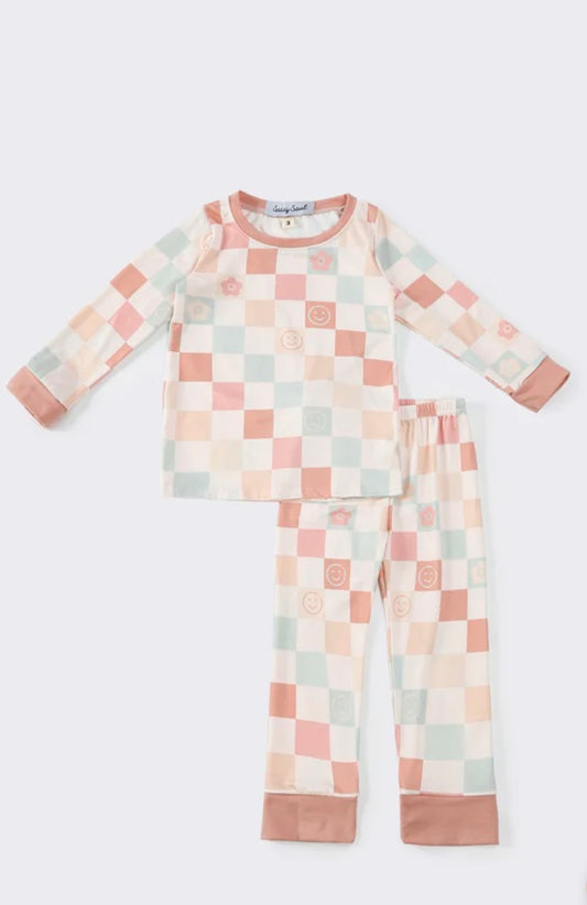 Multicolored Plaid Smile PJ Set