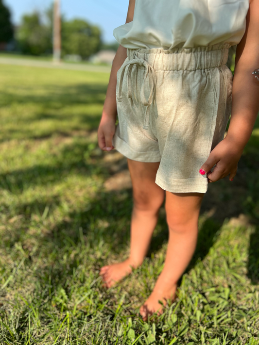 Beige Linen Shorts