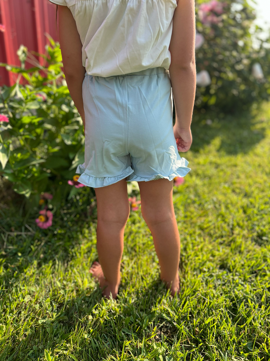 Blue Ruffle Shorts