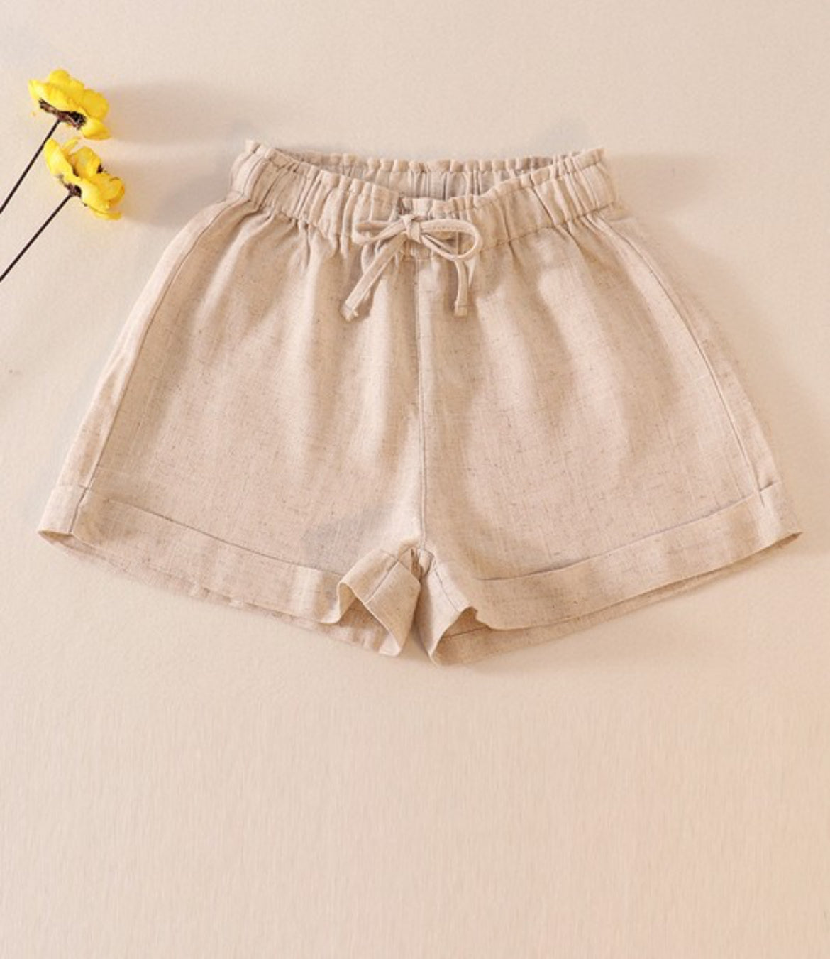 Beige Linen Shorts